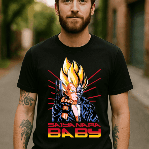 Camiseta Dragon Ball Saiyanara Baby · Parodia Vegeta Terminator | Cat Beleren