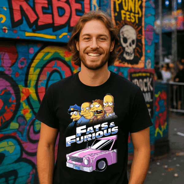 Fats and Furious | Camiseta Friki Inspirada en Los Simpson y Fast & Furious