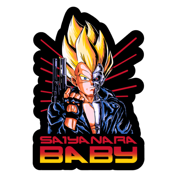Sticker “Saiyanara Baby” – Fusión Dragon Ball × Terminator