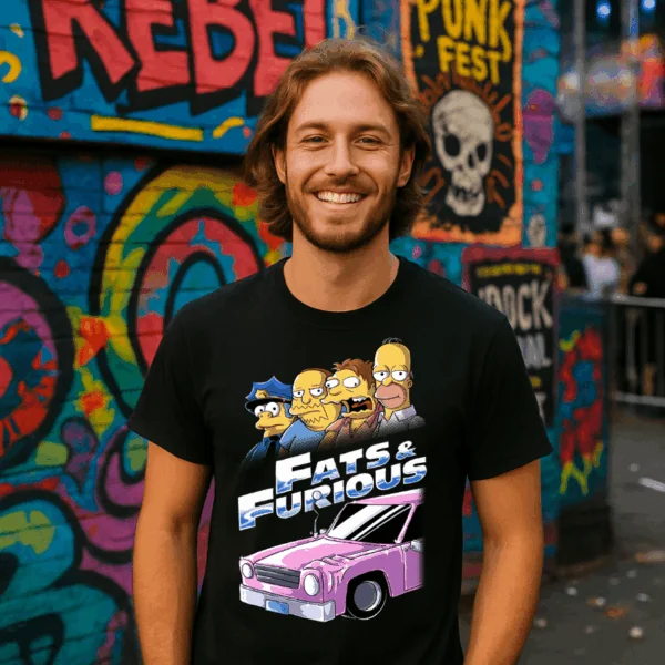 Fats and Furious | Camiseta Friki Inspirada en Los Simpson y Fast & Furious